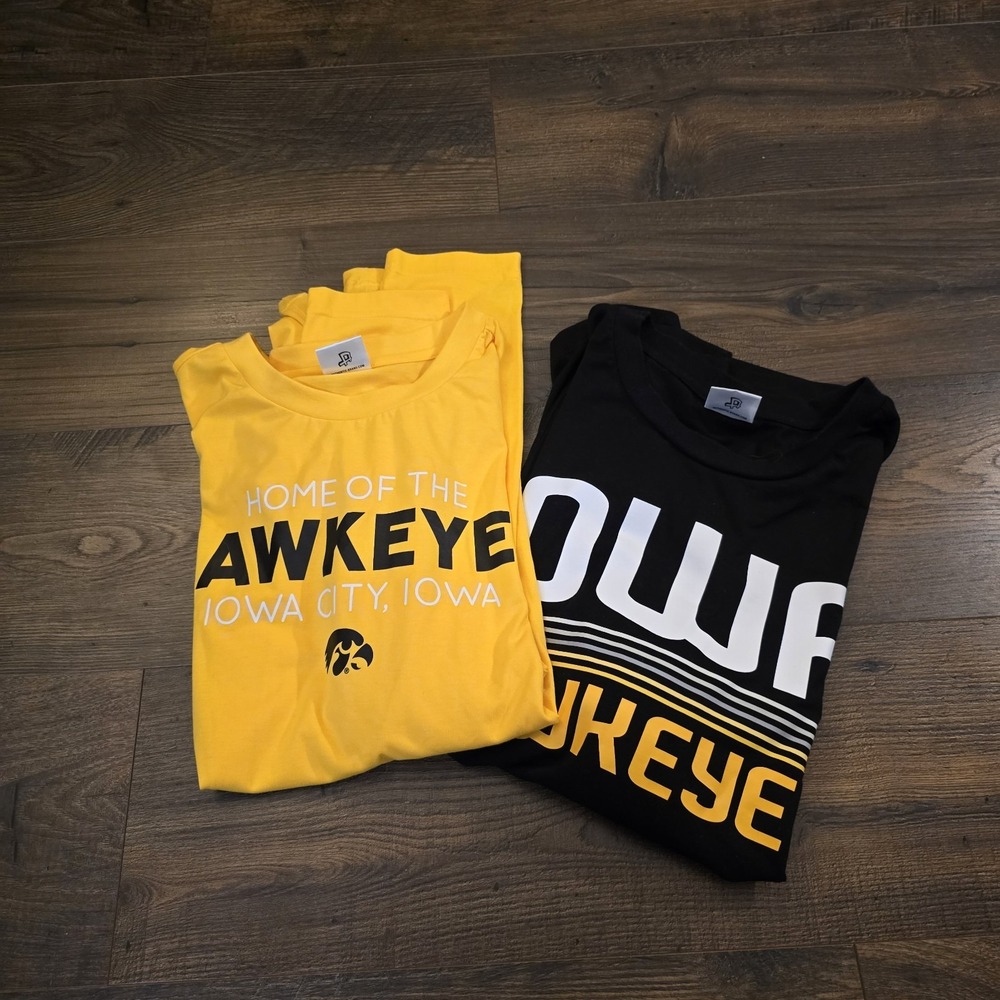 Iowa Hawkeyes Long Sleeve T-Shirt Mens XL Bundle 2pc Black‎ Yellow NCAA